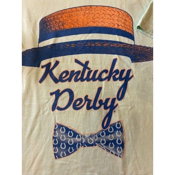 KENTUCKY DERBY COMFORT COLORS  T-SHIRT HORSE RACING BOWTIE HAT MENS MEDIUM - Picture 3 of 4